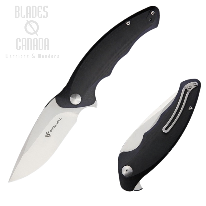 Steel Will Avior Flipper Folding Knife, D2 Satin, G10 Black, F62-10